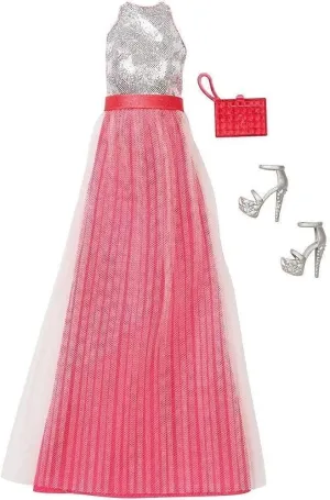 Barbie Fashion - Gone Glam Pink & Silver Dress with Shoes & Handbag