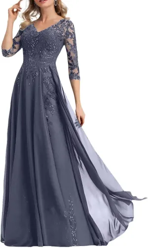 Beaded Applique Mother of The Bride Dresses for Wedding 2025 Chiffon Mother of The Groom Dress Long