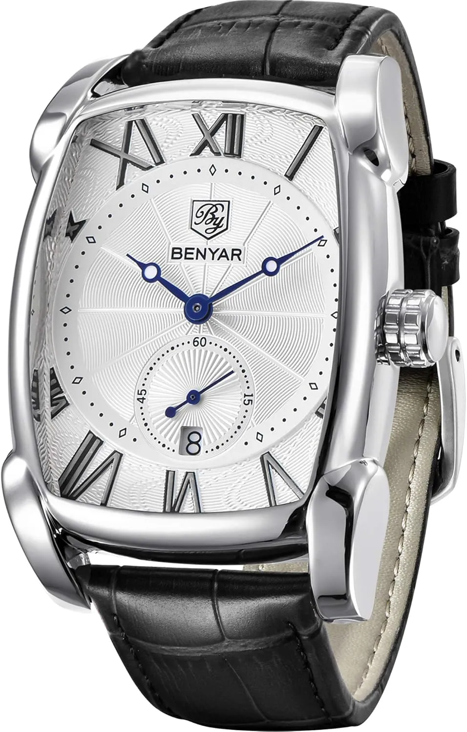 BENYAR Rectangle Wrist Watch for Men with Leather Strap, Men's Retro Fashion Casual Classic Watches Perfect Gifts for Friend