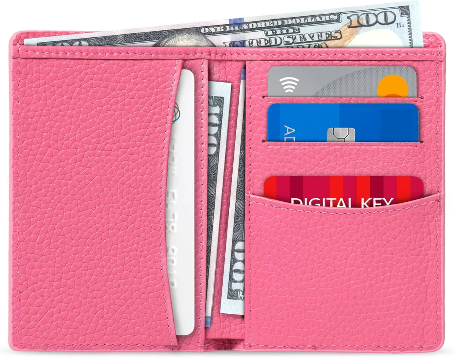 Bifold Leather Wallet - Passport Style - ID, Bank Cards and Cash, RFID BLOCKING - Unisex