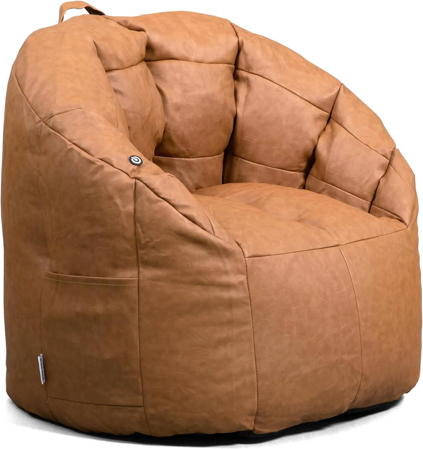 Big Joe Milano Beanbag Chair with Vibe Caramel Montana Leather