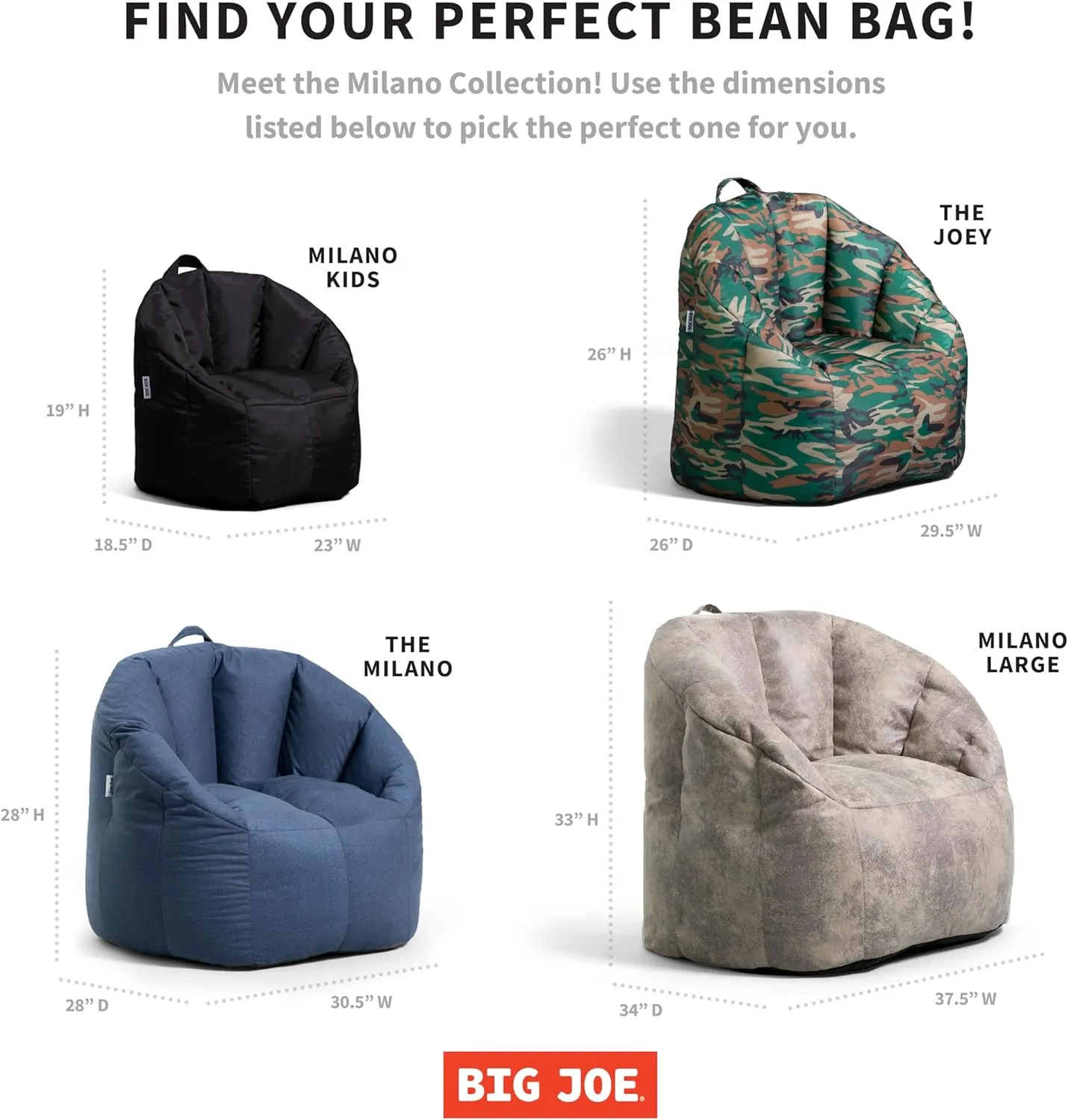 Big Joe Milano Beanbag Chair with Vibe Caramel Montana Leather