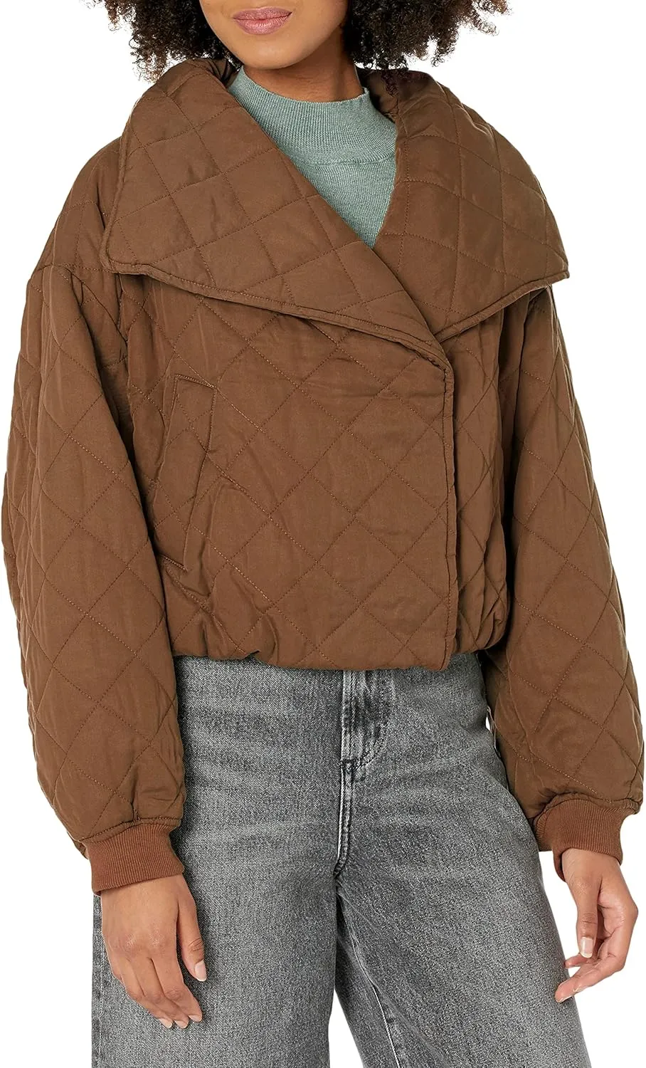 [BLANKNYC] Womens Cropped Tencel Quilted Jacket