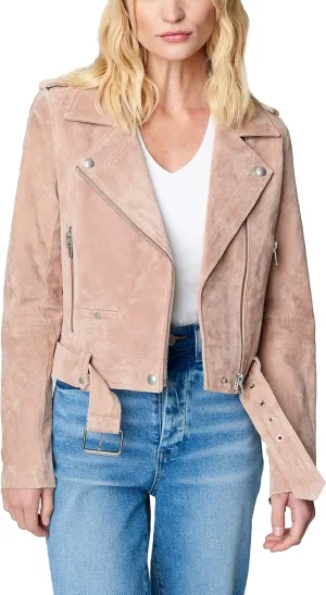 [BLANKNYC] womens Luxury Clothing Cropped Suede Leather Motorcycle Jackets, Comfortable & Stylish Coats