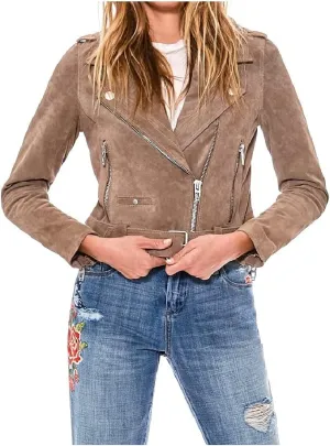 [BLANKNYC] womens Luxury Clothing Cropped Suede Leather Motorcycle Jackets, Comfortable & Stylish Coats
