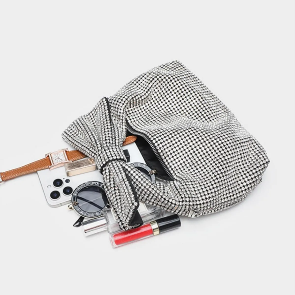 Bling Rhinestone Purse Bags Dumpling Clutch Purses for Women Formal Wedding Party Prom Evening Handbags
