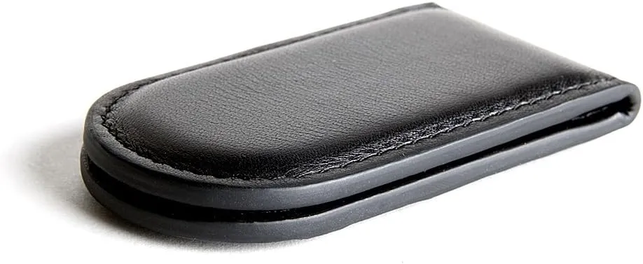 Bosca Nappa Vitello Collection-Magnetic Money Clip, Black Leather