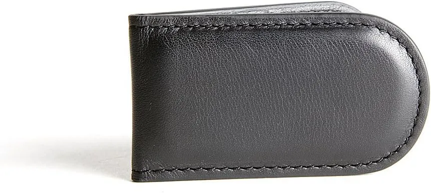 Bosca Nappa Vitello Collection-Magnetic Money Clip, Black Leather