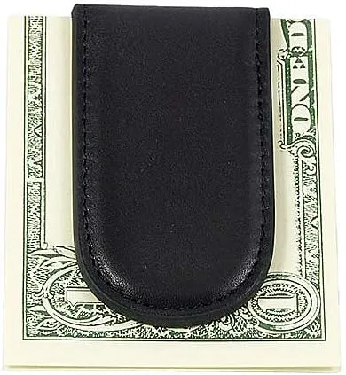 Bosca Nappa Vitello Collection-Magnetic Money Clip, Black Leather