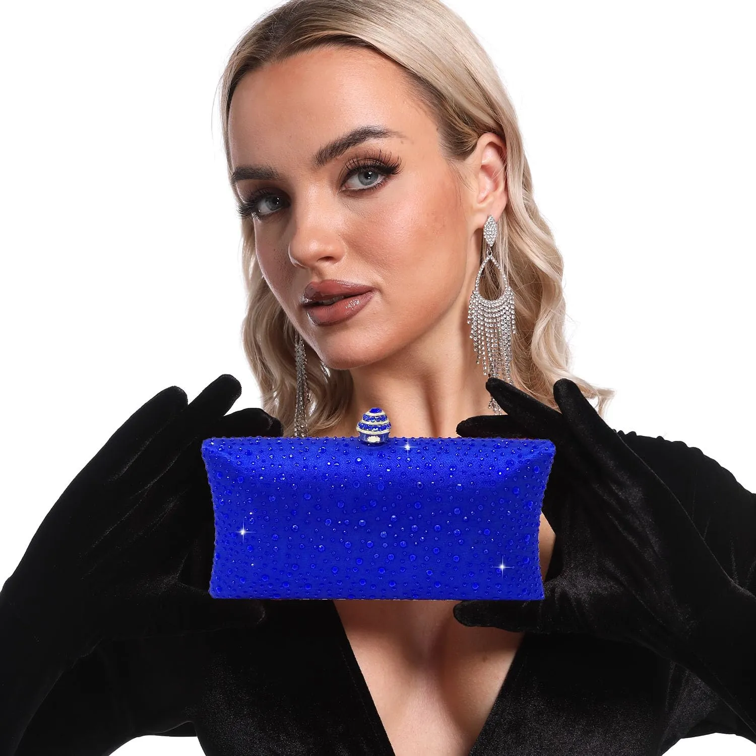 Boutique De FGG Crystal Clutch Purse for Women Formal Evening Bags Party Rhinestone Clutch Bag Wedding Prom Handbags,Mini