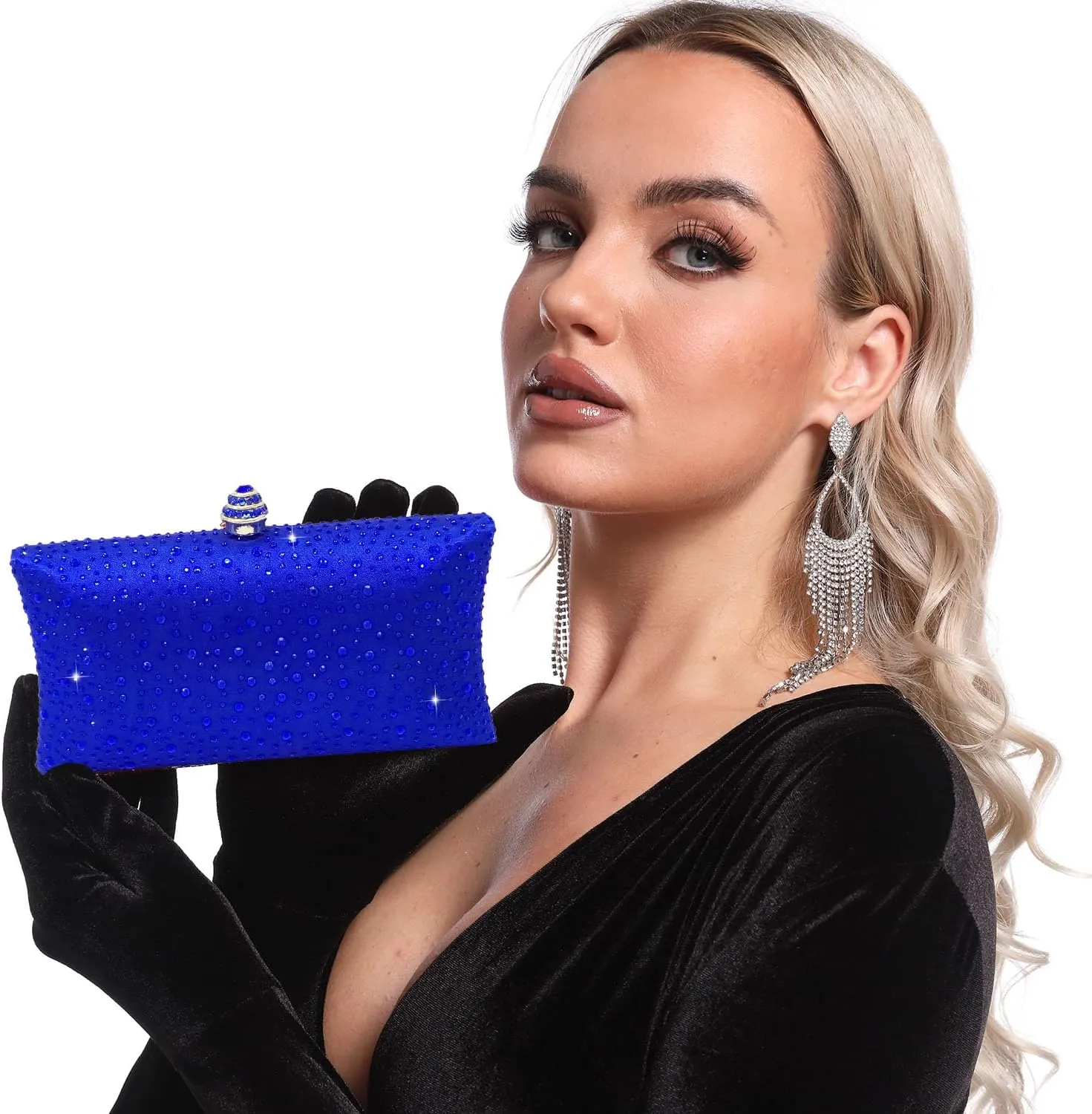 Boutique De FGG Crystal Clutch Purse for Women Formal Evening Bags Party Rhinestone Clutch Bag Wedding Prom Handbags,Mini