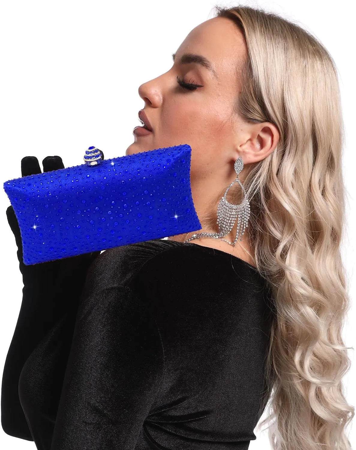 Boutique De FGG Crystal Clutch Purse for Women Formal Evening Bags Party Rhinestone Clutch Bag Wedding Prom Handbags,Mini
