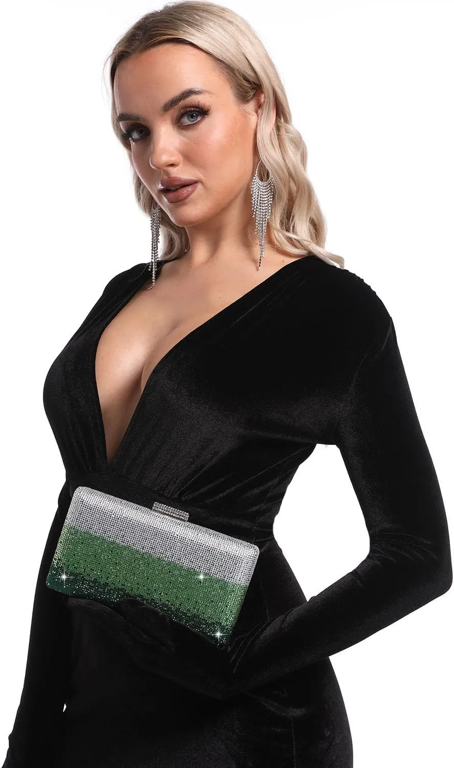 Boutique De FGG Crystal Evening Bags for Women Formal Party Box Clutch Wedding Rhinestone Handbags Bridal Clutch Purse,Mini