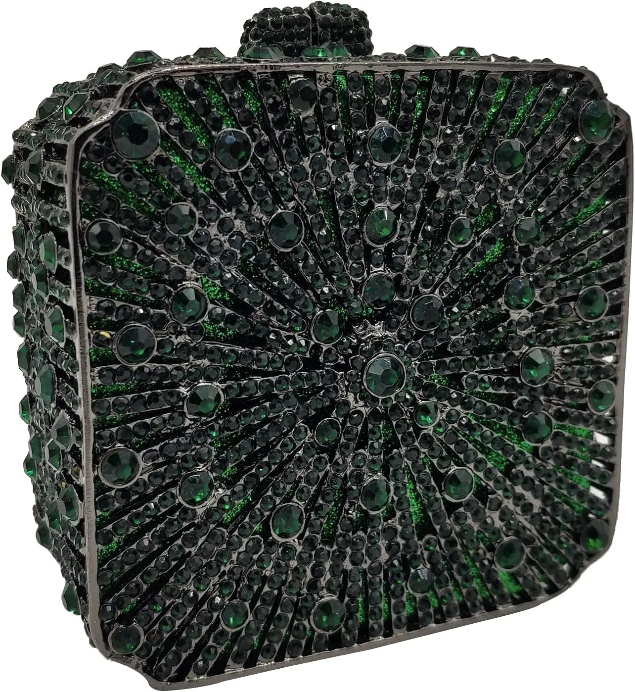 Boutique De FGG Women Metal Box Crystal Clutch Purse Evening Bag Wedding Bridal Rhinestone Handbags Party Clutch Bag,Mini
