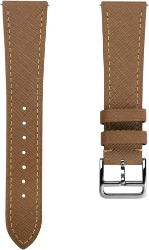 Brixham Classic Saffiano Leather Watch Strap - Perfect for Slim Dress Watches - Quick-Release Spring Bars for Easy Strap Changes, 20mm, 22mm