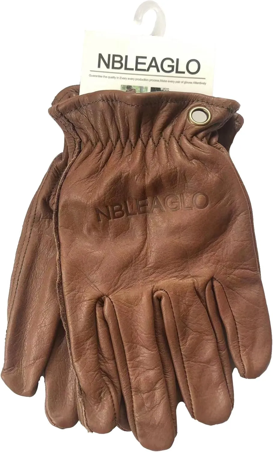 Brown Cowhide Leather Work Gloves for men Camping, riding,Chopping, roping, farming,Yardwork, Minimalist design