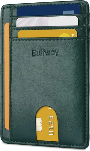 Buffway Slim Minimalist Front Pocket RFID Blocking Leather Wallets for Men and Women