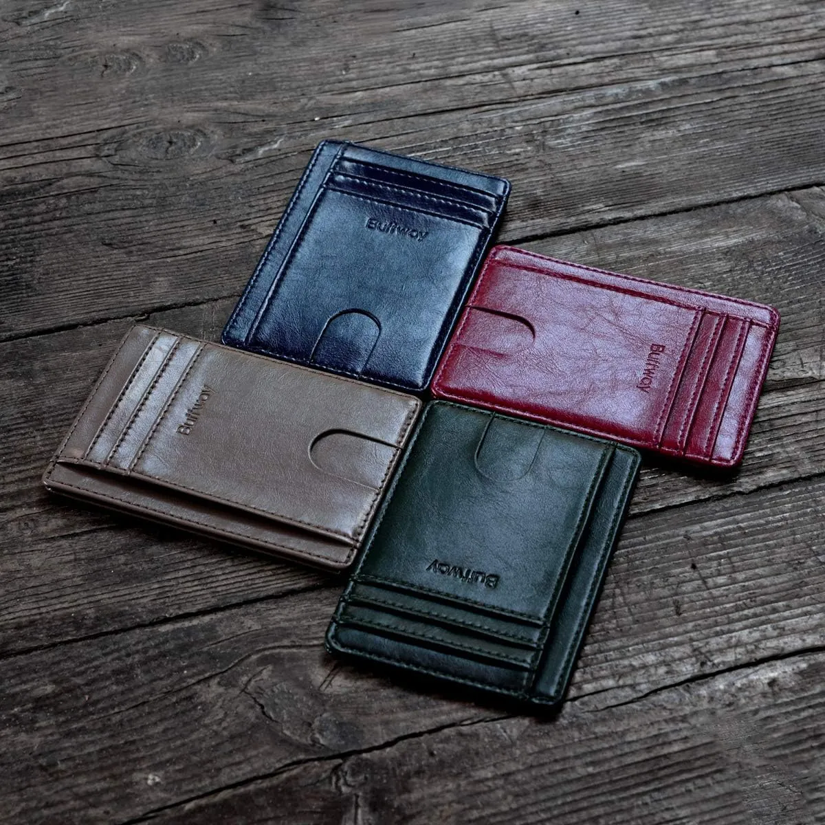 Buffway Slim Minimalist Front Pocket RFID Blocking Leather Wallets for Men and Women