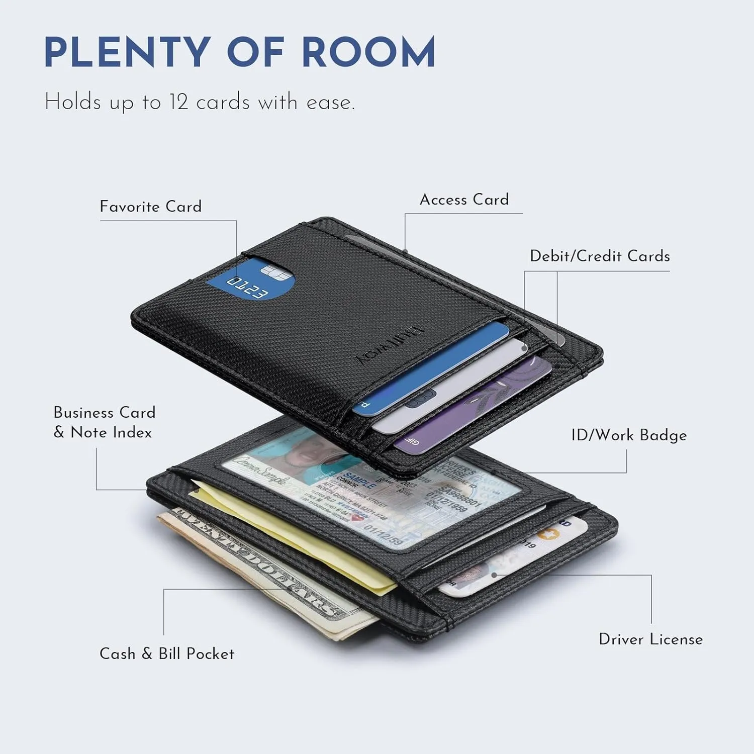 Buffway Slim Minimalist Front Pocket RFID Blocking Leather Wallets for Men and Women