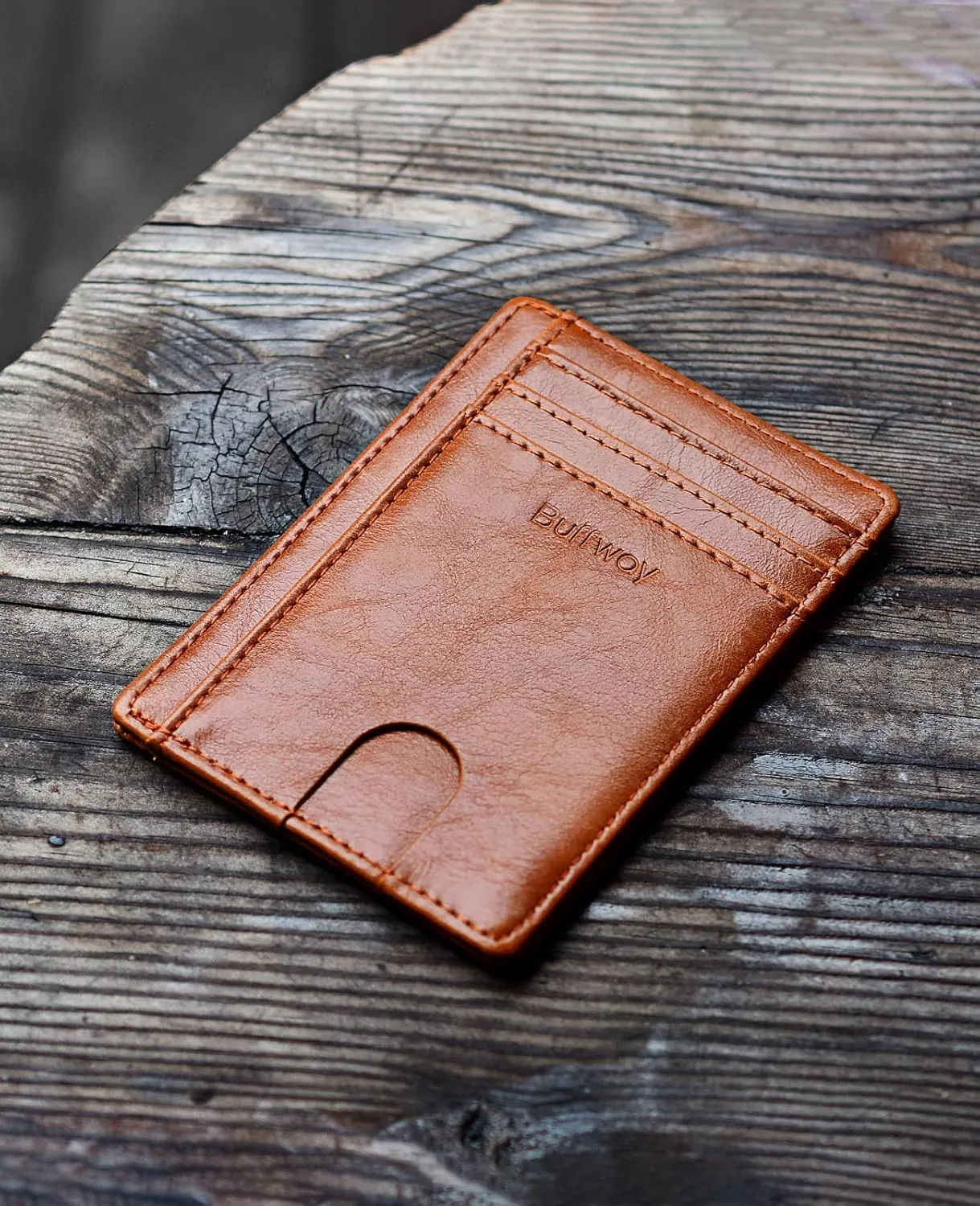 Buffway Slim Minimalist Front Pocket RFID Blocking Leather Wallets for Men and Women