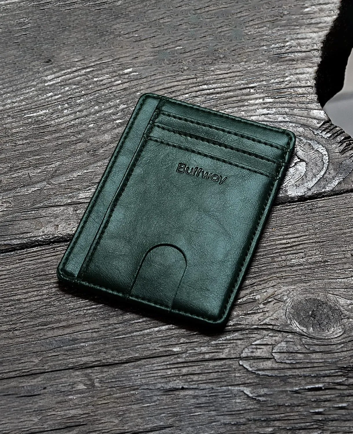 Buffway Slim Minimalist Front Pocket RFID Blocking Leather Wallets for Men and Women