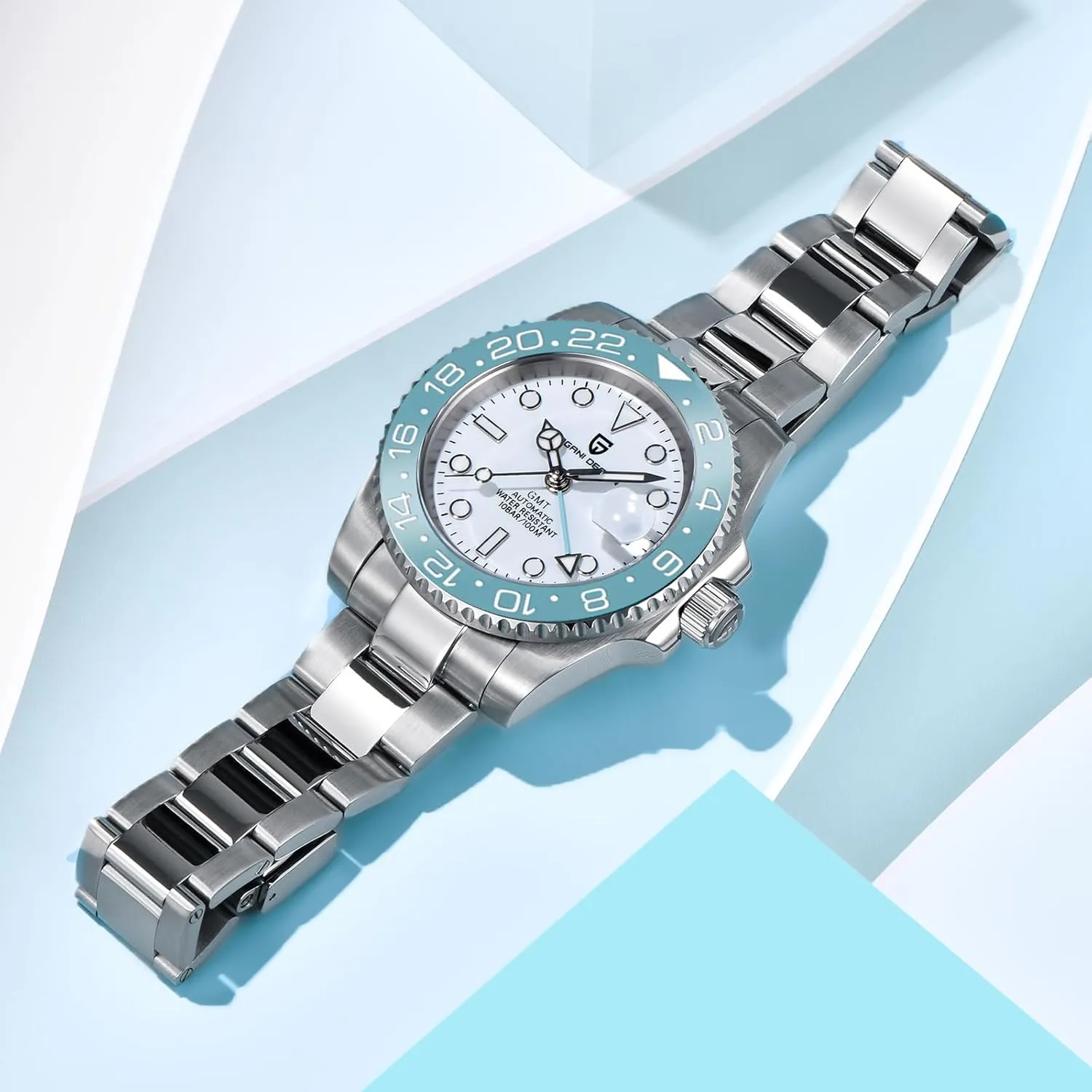 BY BENYAR Pagani Design Men GMT Automatic Watches-Fashion Stainless Steel Mechanical Watch-Sapphire Glass Lens Watch Men