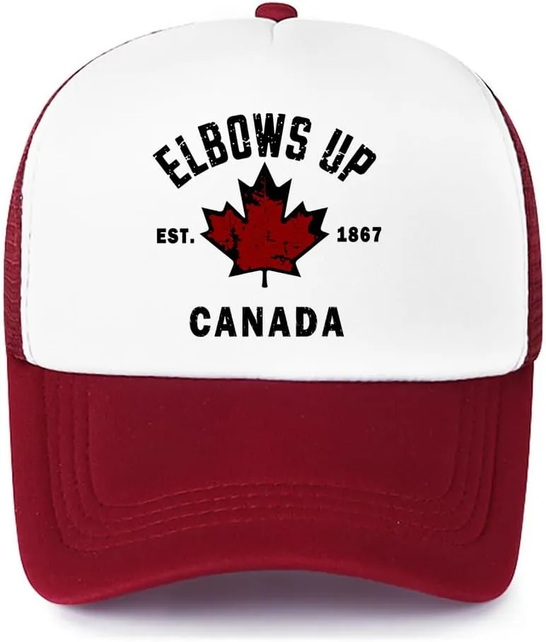 Canada Elbows Up Hat, Elbows Up Hat, Funny Hockey Canada Flag Cap