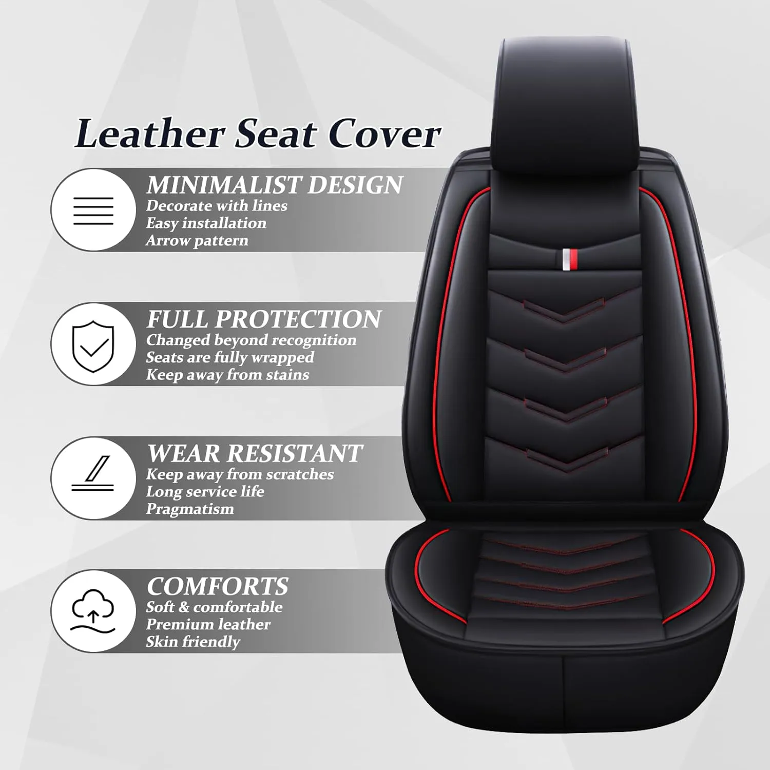 Car Seat Cover 8 Seats for Chevrolet Suburban 2000-2023, Waterproof Durable Compatible Airbag, Premium Leather Seat Protector(8 Seats Luxury,Black Red)