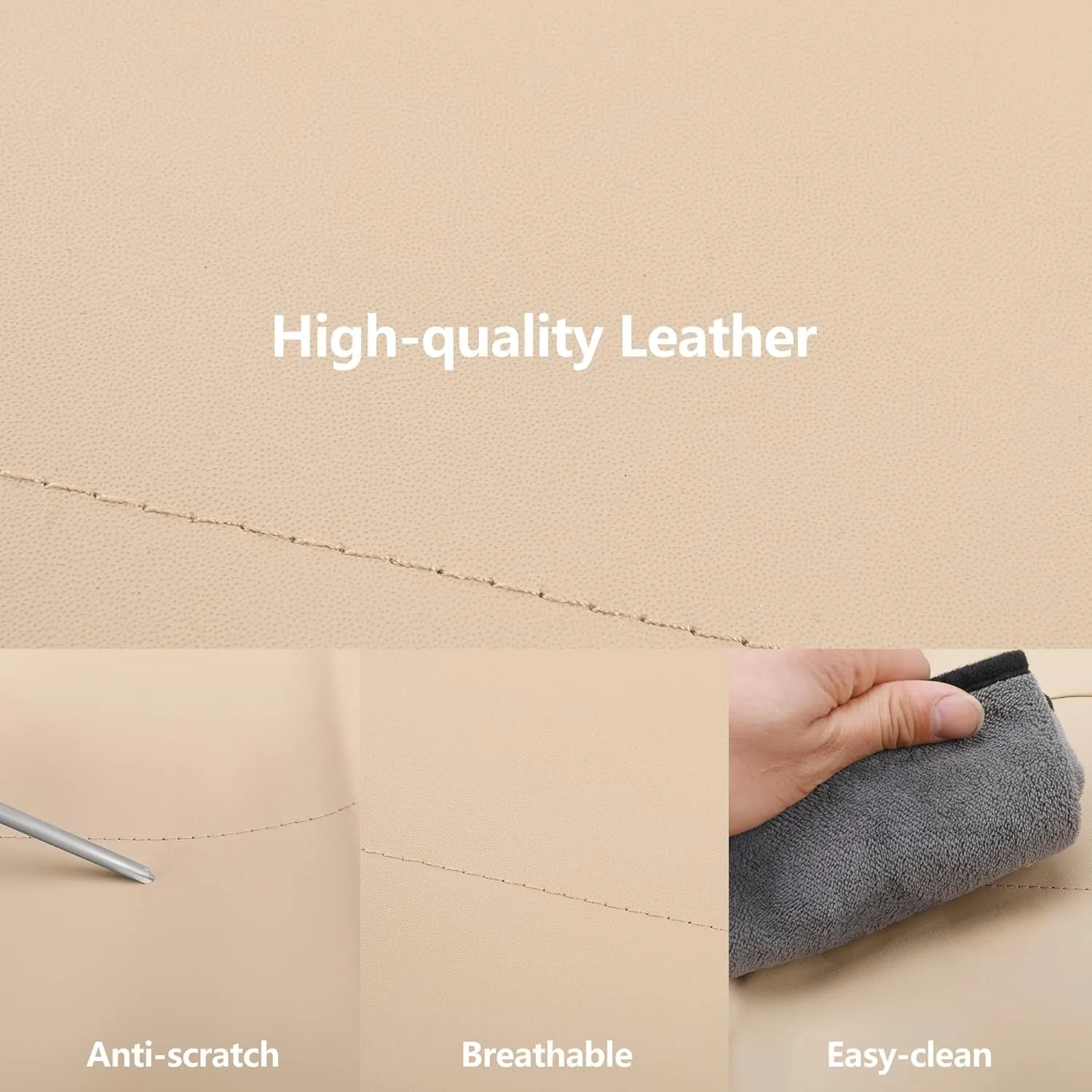 Car Seat Covers, Quilting Leather Seat Cover Two Front Seats,Waterproof Faux Leather Automotive Seat Covers for Cars,Universal Car Interior Fit for Suvs,Trucks,Airbag Compatible (2PCS,N4)
