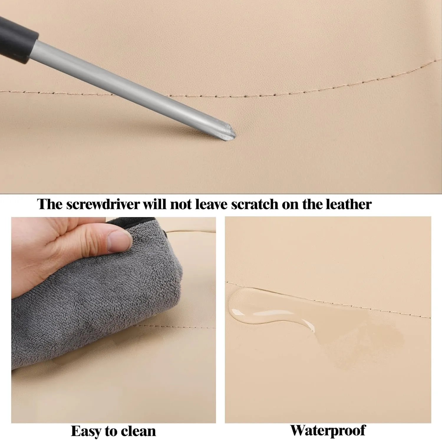 Car Seat Covers, Quilting Leather Seat Cover Two Front Seats,Waterproof Faux Leather Automotive Seat Covers for Cars,Universal Car Interior Fit for Suvs,Trucks,Airbag Compatible (2PCS,N4)