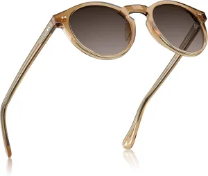 CARFIA Acetate Vintage Round Polarized Sunglasses for Men UV400 Lenses Hand-crafted Frame