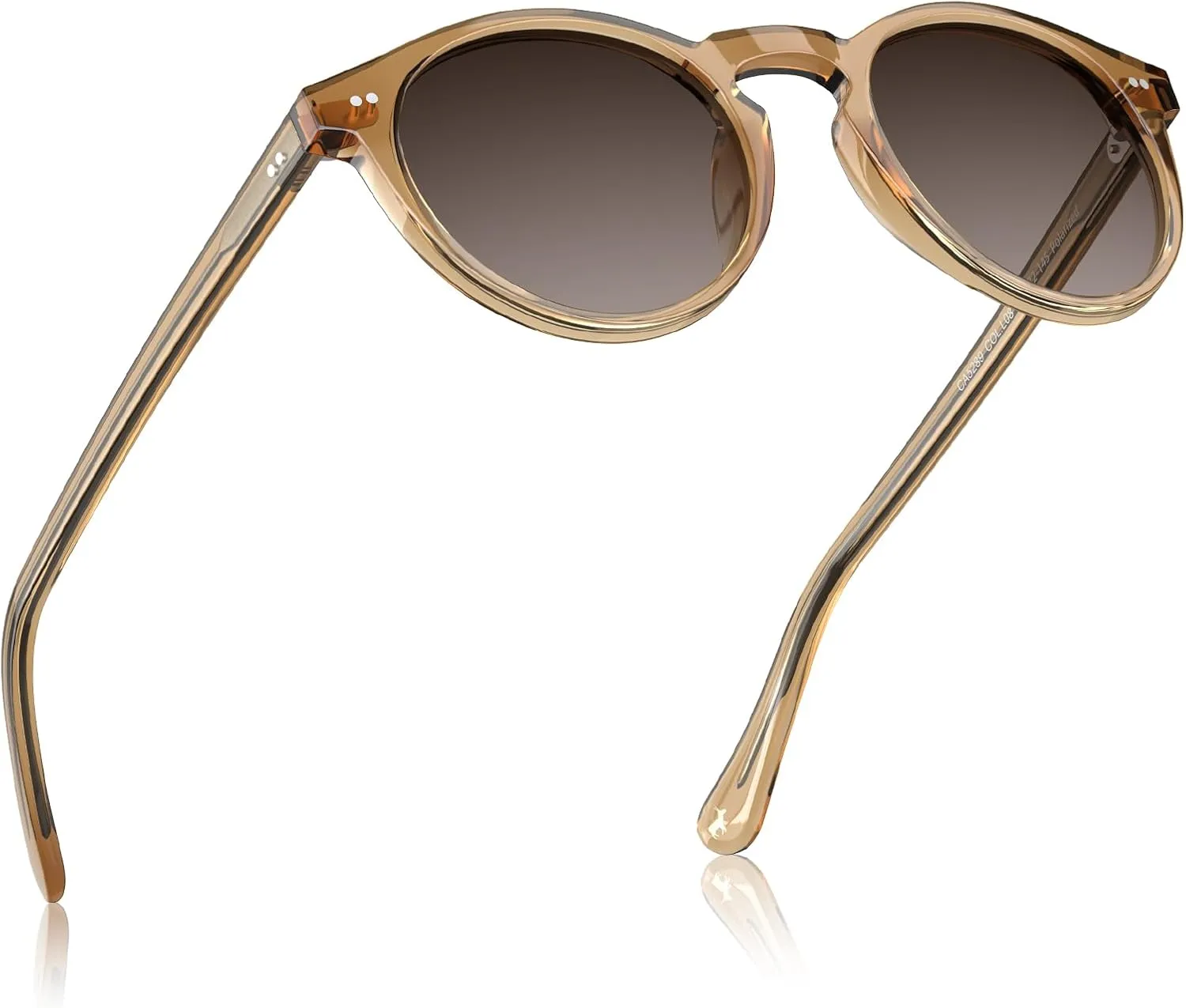 CARFIA Acetate Vintage Round Polarized Sunglasses for Men UV400 Lenses Hand-crafted Frame
