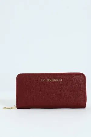 Carrie Pebble Raised Logo Ziparound Purse - Burgundy