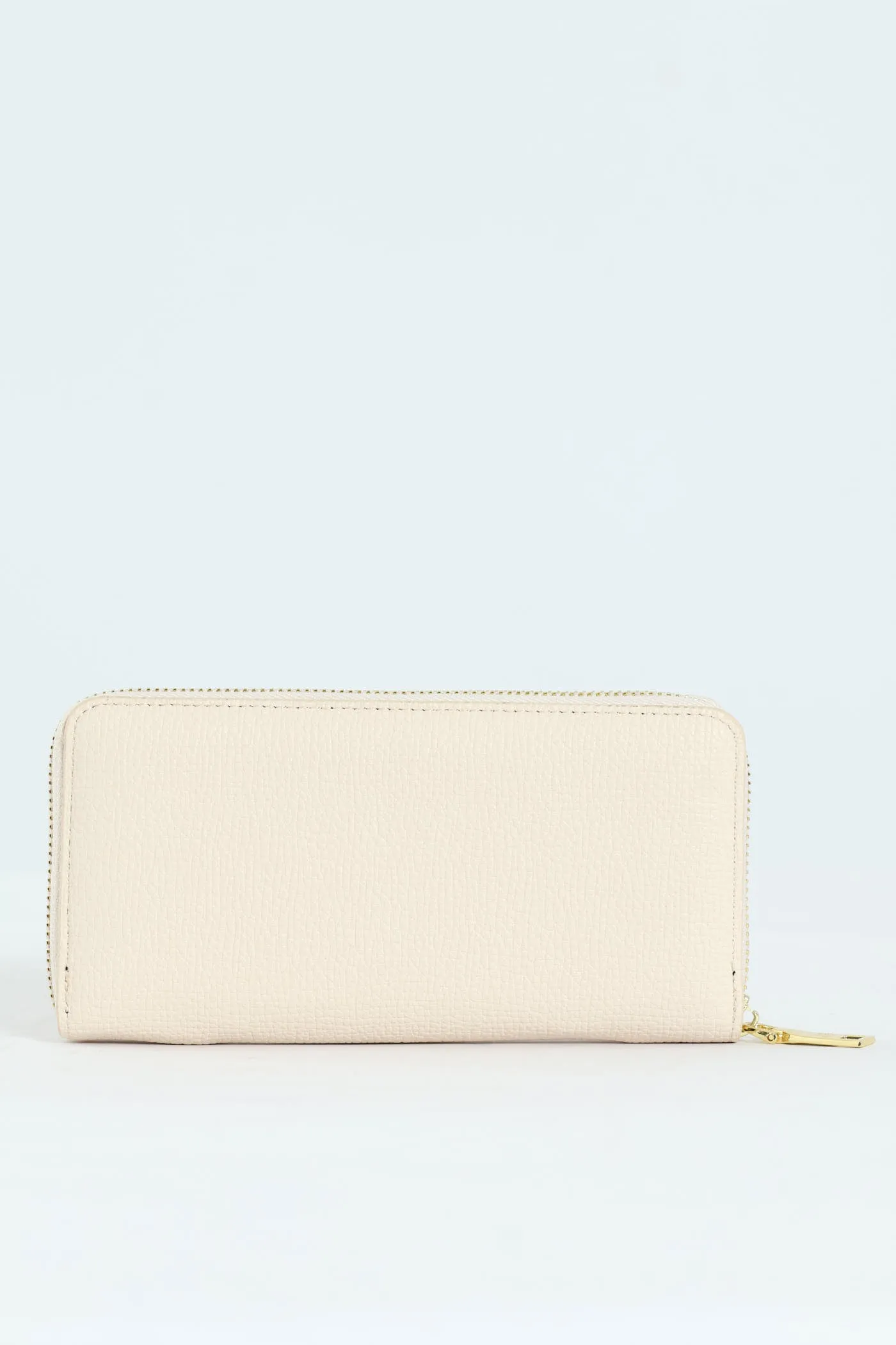 Carrie Pebble Raised Logo Ziparound Purse - Cream