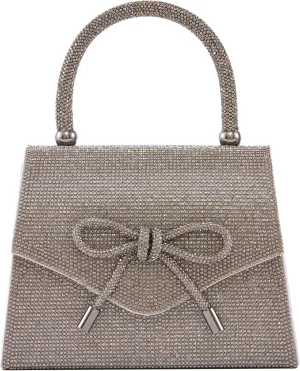 CELINA Rhinestone Covered Bow Detail Evening Clutch Bag