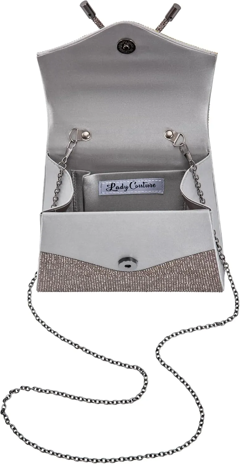 CELINA Rhinestone Covered Bow Detail Evening Clutch Bag