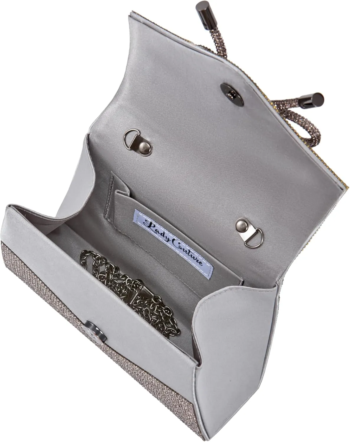 CELINA Rhinestone Covered Bow Detail Evening Clutch Bag