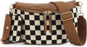 Checkerboard Purses for Women PU Leather Chest Bag Medium Sized Shoulder Bag Plaid Crossbody Bag 2025