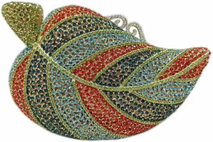 Chic Women Leaf Shape Clutch Bag Crystal Evening Bag Diamond Purse Rhinestone Handbag for Wedding Party Prom