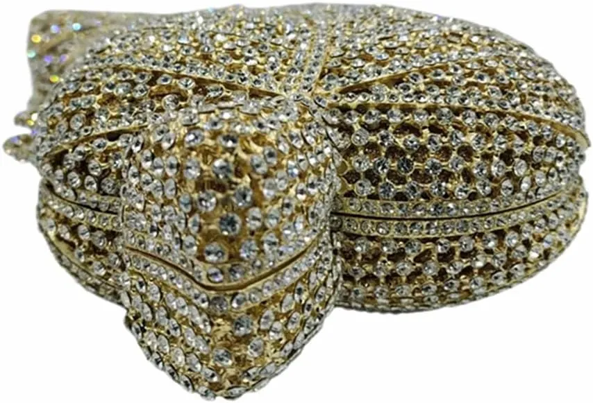 Chic Women Leaf Shape Clutch Bag Crystal Evening Bag Diamond Purse Rhinestone Handbag for Wedding Party Prom