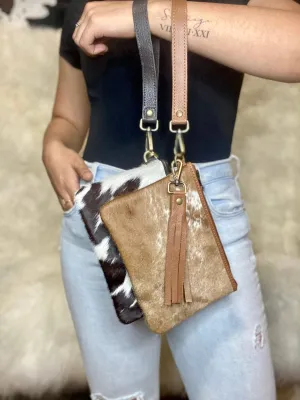 Classic Cowhide Wristlet Pouch
