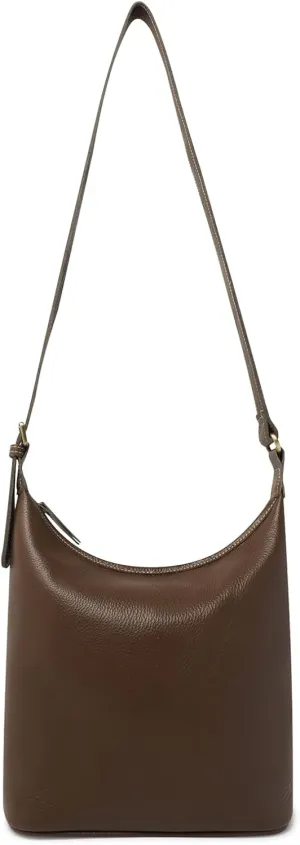 Classic Leather Hobo Shoulder Bag Leather Adjustable Strap Minimalist Style Genuine Cowhide Perfect for Everyday Use