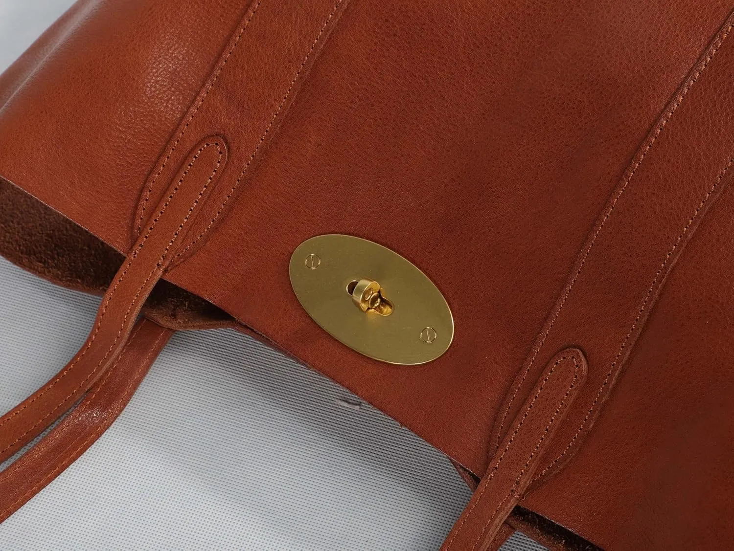 Classic Leather Tote Bag with Gold-Tone Hardware, Large Capacity Shopping Handbag, Black and Brown (Gray)