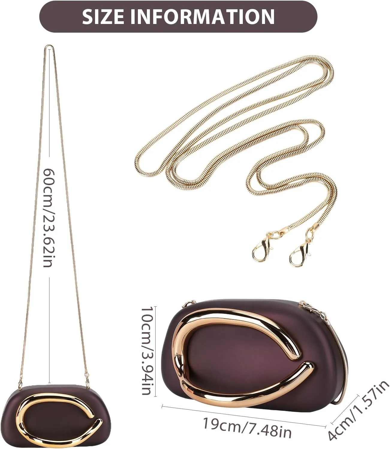 Clutch Purse for Women Gold Metal Closure Burgundy Red Clutch Evening Bag Chain Crossbody Purse
