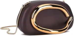 Clutch Purse for Women Gold Metal Closure Burgundy Red Clutch Evening Bag Chain Crossbody Purse