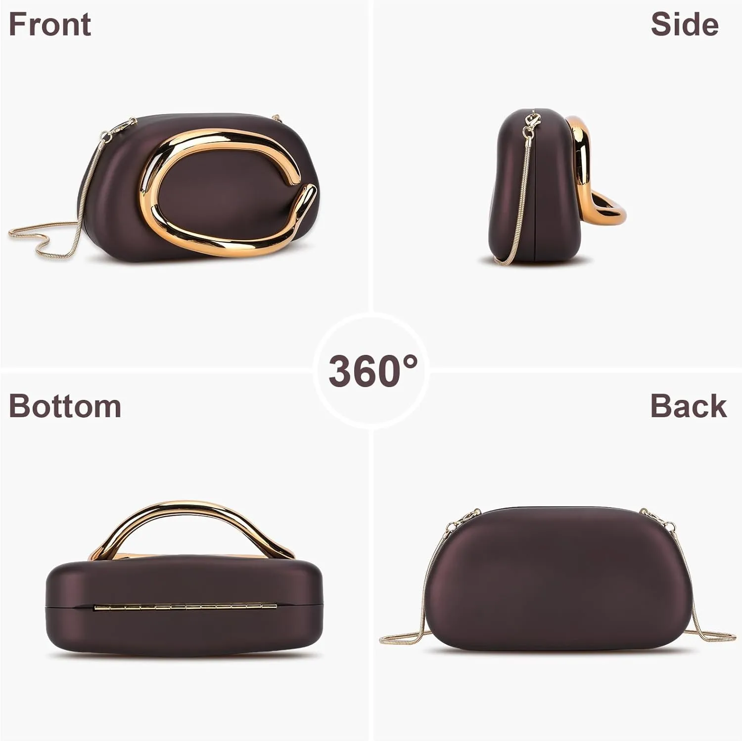 Clutch Purse for Women Gold Metal Closure Burgundy Red Clutch Evening Bag Chain Crossbody Purse
