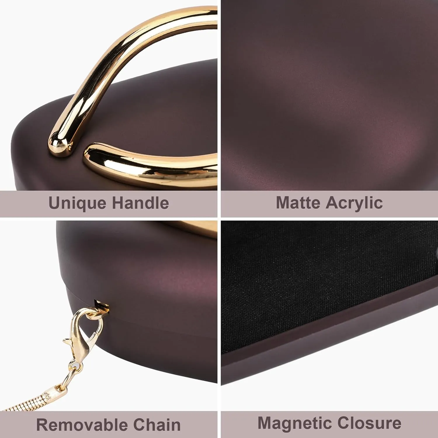 Clutch Purse for Women Gold Metal Closure Burgundy Red Clutch Evening Bag Chain Crossbody Purse