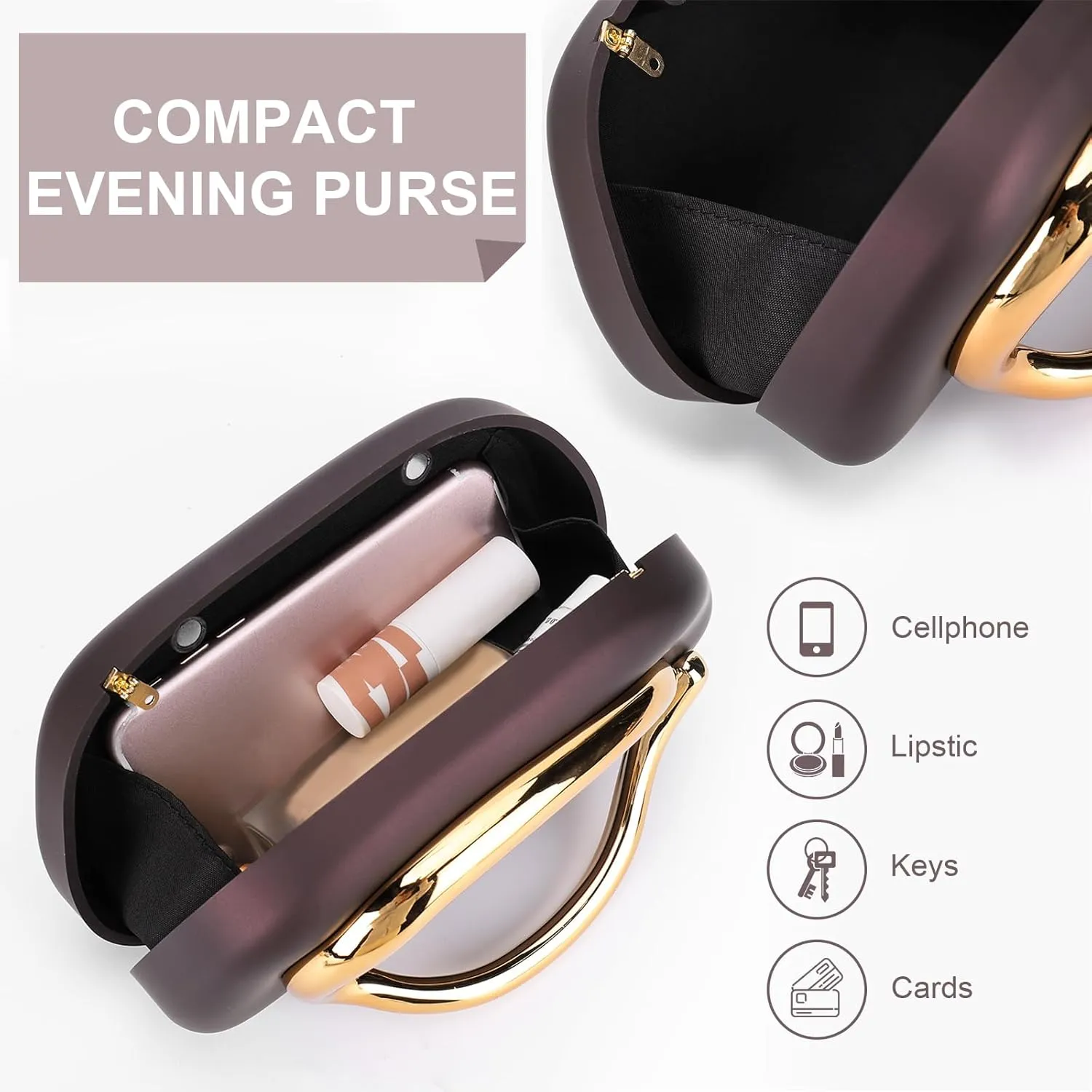 Clutch Purse for Women Gold Metal Closure Burgundy Red Clutch Evening Bag Chain Crossbody Purse