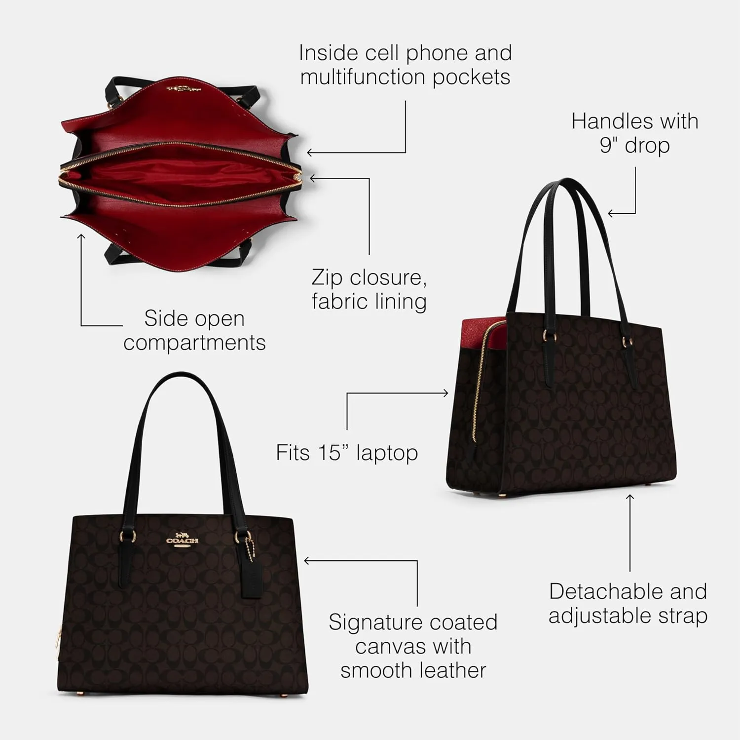 COACH Tatum Carryall 40, Brown Black