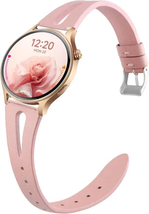 Compatible for Aeac Smart Watch Bands, 20mm, 22mm Quick Release Slim Vintage Leather Strap Replacement for Women, Man, Wristband Compatible for Aeac 1.32 Inches Round, W208 Plus, IDW19, IDW28, GTX12 Smart Watch